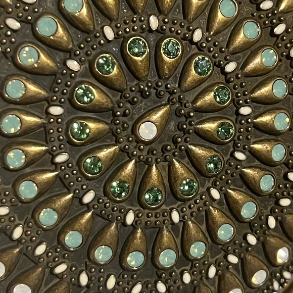 VINTAGE AZTEC STYLE BELT BUCKLE PENDANT /RHINESTONES 3.5 INCH DIAMETER OPAL - Picture 14 of 14